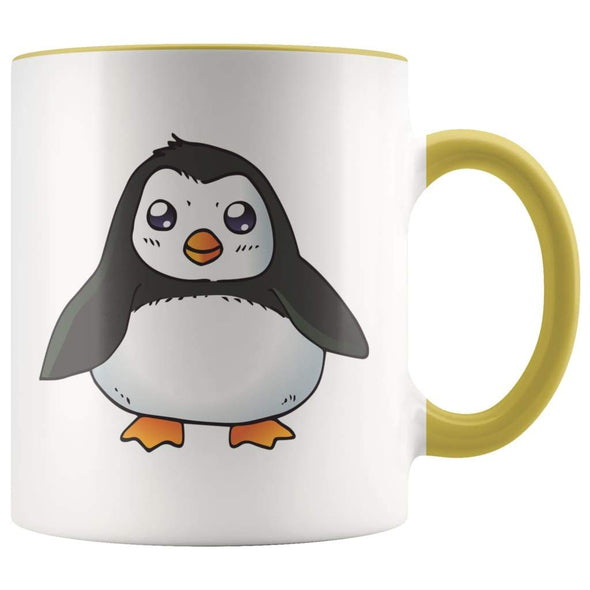 Penguin Lover Gift - Penguin Coffee Mug - Yellow - Custom Made Drinkware
