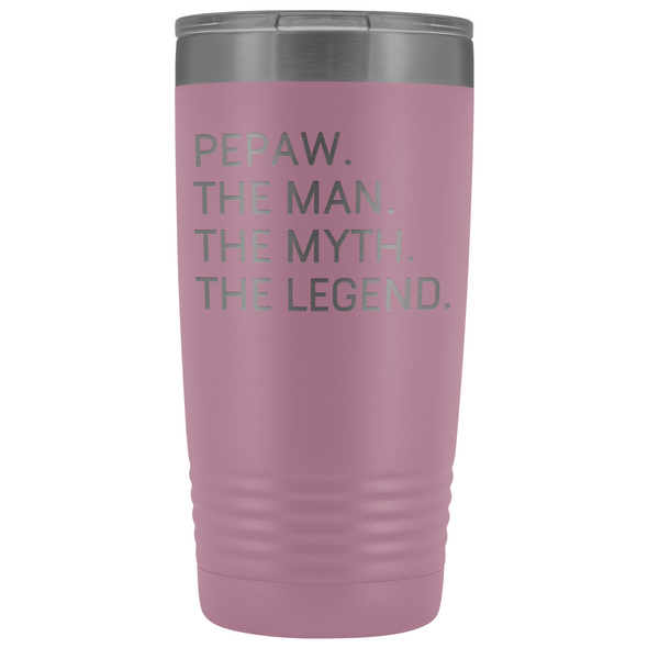 Pepaw Gifts Pepaw The Man The Myth The Legend Stainless Steel Vacuum Travel Mug Insulated Tumbler 20oz $31.99 | Light Purple Tumblers