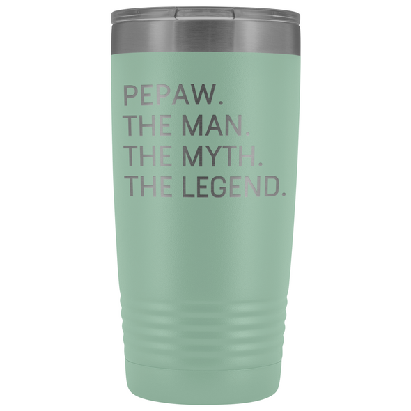 Pepaw Gifts Pepaw The Man The Myth The Legend Stainless Steel Vacuum Travel Mug Insulated Tumbler 20oz $31.99 | Teal Tumblers