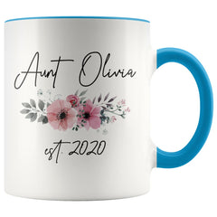 Load image into Gallery viewer, Personalized Aunt Est 2020 Mug New Aunt Pregnancy Announcement Gift Coffee Mug 11oz
