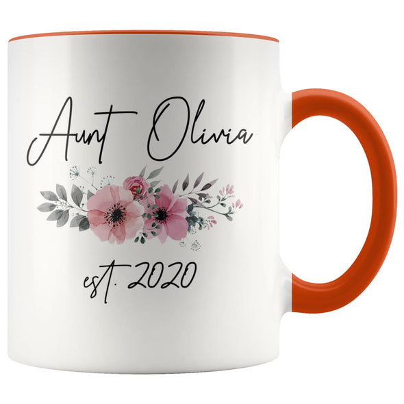 Personalized Aunt Est 2020 Mug New Aunt Pregnancy Announcement Gift Coffee Mug 11oz $14.99 | Orange Drinkware