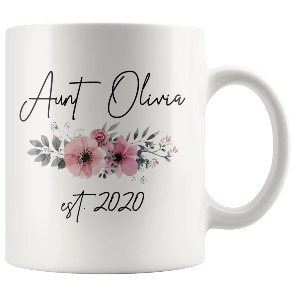 Personalized Aunt Est 2020 Mug New Aunt Pregnancy Announcement Gift Coffee Mug 11oz