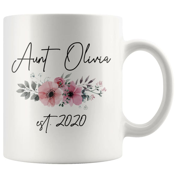 Personalized Aunt Est 2020 Mug New Aunt Pregnancy Announcement Gift Coffee Mug 11oz $14.99 | White Drinkware