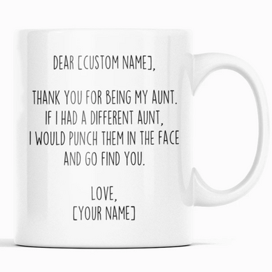 Personalized Aunt Gifts | Custom Name Mug | Gifts for Aunt Coffee Mug 11oz or 15oz White $19.99 | 11oz Mug Drinkware