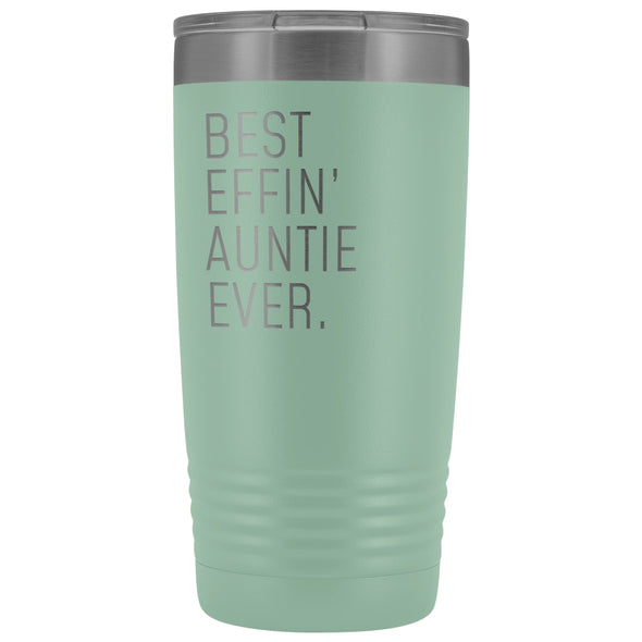 Personalized Auntie Gift: Best Effin Auntie Ever. Insulated Tumbler 20oz $29.99 | Teal Tumblers