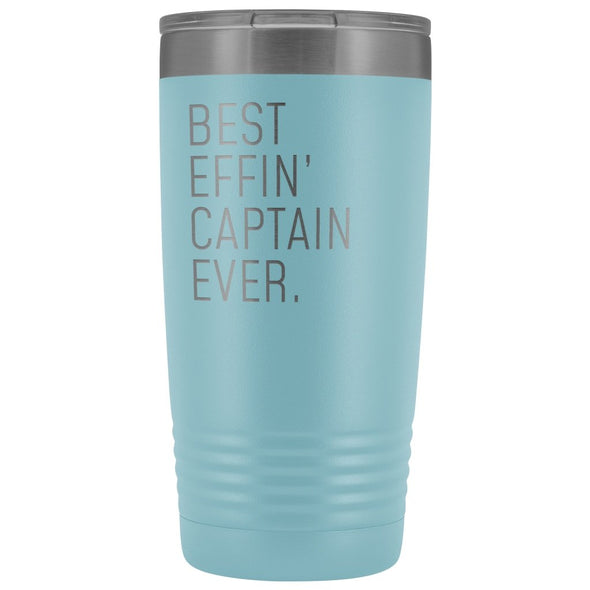 Personalized Captain Gift: Best Effin Captain Ever. Insulated Tumbler 20oz $29.99 | Light Blue Tumblers