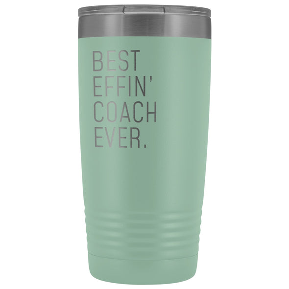 Personalized Coach Gift: Best Effin Coach Ever. Insulated Tumbler 20oz $29.99 | Teal Tumblers