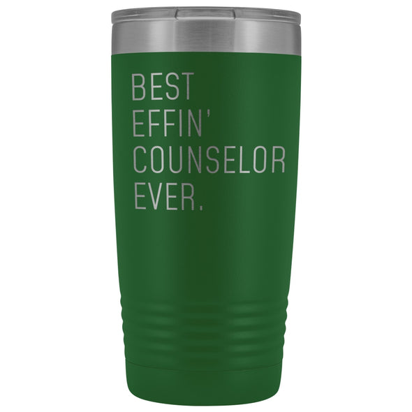 Personalized Counselor Gift: Best Effin Counselor Ever. Insulated Tumbler 20oz $29.99 | Green Tumblers
