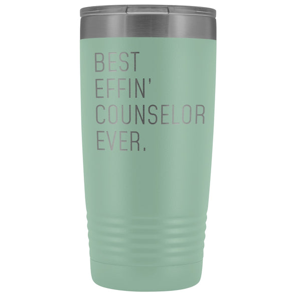 Personalized Counselor Gift: Best Effin Counselor Ever. Insulated Tumbler 20oz $29.99 | Teal Tumblers