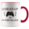 Personalized Father of the Bride Gift: Leveled Up To Father-In-Law Coffee Mug $14.99 | Red Drinkware