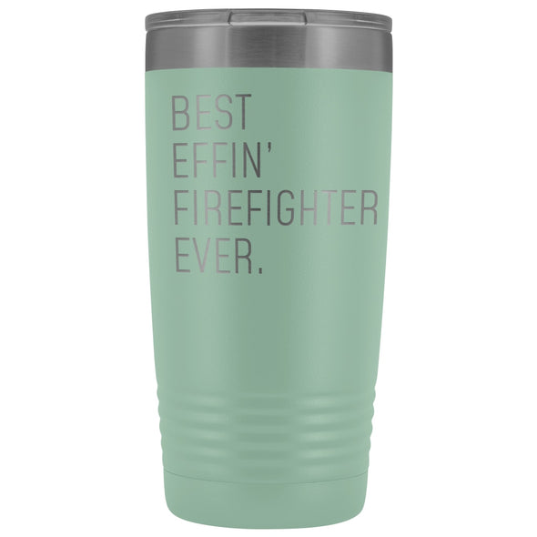 Personalized Firefighter Gift: Best Effin Firefighter Ever. Insulated Tumbler 20oz $29.99 | Teal Tumblers