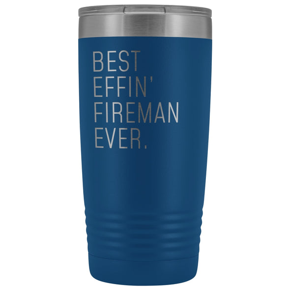 Personalized Fireman Gift: Best Effin Fireman Ever. Insulated Tumbler 20oz $29.99 | Blue Tumblers