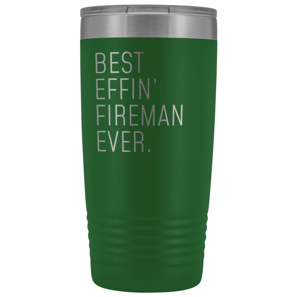Personalized Fireman Gift: Best Effin Fireman Ever. Insulated Tumbler 20oz $29.99 | Green Tumblers