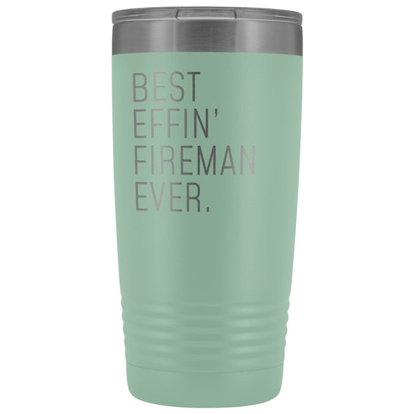 Personalized Fireman Gift: Best Effin Fireman Ever. Insulated Tumbler 20oz $29.99 | Teal Tumblers