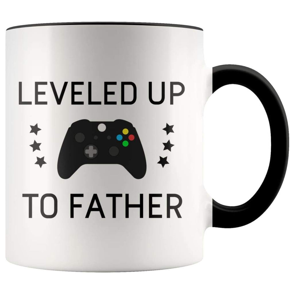 Personalized First Time Father's Day New Dad Gift: Leveled Up To Father Coffee Mug