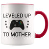 Personalized First Time Mothers Day New Mom Gift: Leveled Up To Mother Coffee Mug $14.99 | Red Drinkware