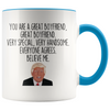 Personalized Funny Boyfriend Gifts Donald Trump Parody Gag Gifts for Boyfriend Coffee Mug $19.99 | Blue Drinkware
