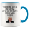 Personalized Funny Girlfriend Gifts Donald Trump Parody Gag Gifts for Girlfriend Coffee Mug $19.99 | Blue Drinkware