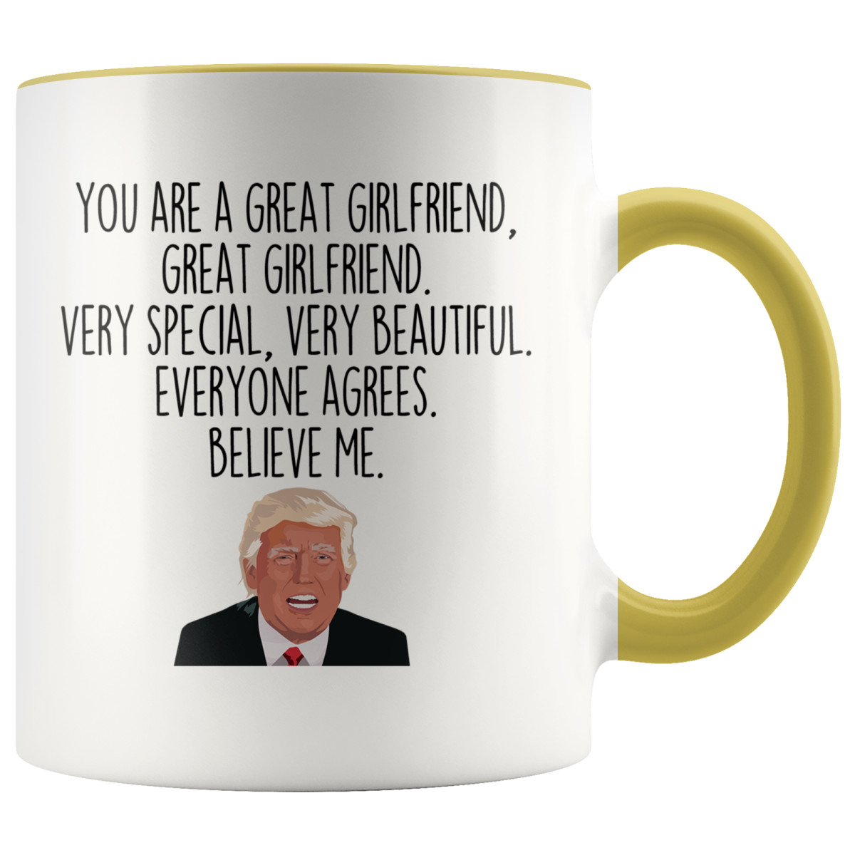 Personalized Funny Girlfriend Gifts Donald Trump Parody Gag Gifts for Girlfriend Coffee Mug $19.99 | Yellow Drinkware