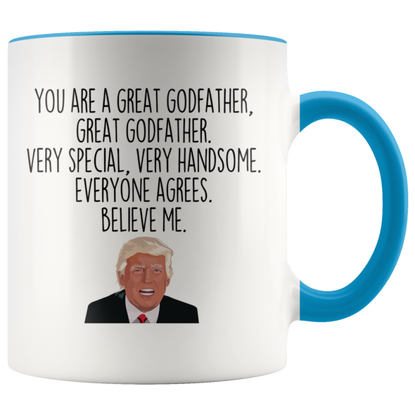 Personalized Funny Godfather Gifts Donald Trump Parody Gag Gifts for Godfather Coffee Mug $19.99 | Blue Drinkware