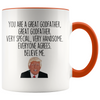 Personalized Funny Godfather Gifts Donald Trump Parody Gag Gifts for Godfather Coffee Mug $19.99 | Orange Drinkware