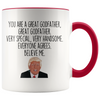 Personalized Funny Godfather Gifts Donald Trump Parody Gag Gifts for Godfather Coffee Mug $19.99 | Red Drinkware