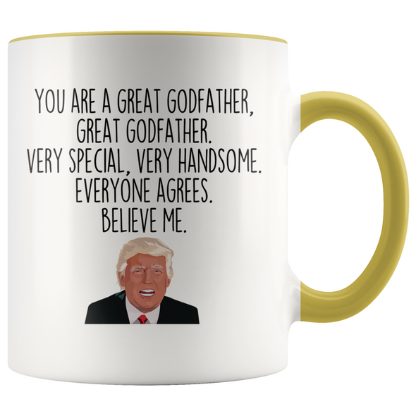 Personalized Funny Godfather Gifts Donald Trump Parody Gag Gifts for Godfather Coffee Mug $19.99 | Yellow Drinkware