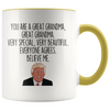 Personalized Funny Grandma Gifts Donald Trump Parody Gag Gifts for Grandma Coffee Mug $19.99 | Yellow Drinkware