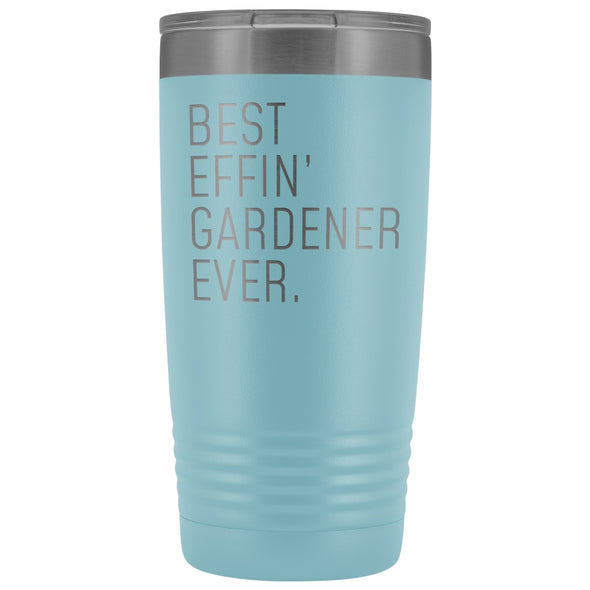 Personalized Gardening Gift: Best Effin Gardener Ever. Insulated Tumbler 20oz $29.99 | Light Blue Tumblers