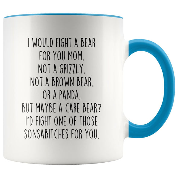 Personalized Gift for Mom: Funny I Would Fight A Bear For You Mug | Mom Gift $19.99 | Blue Drinkware