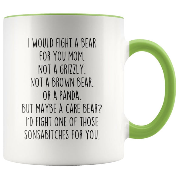 Personalized Gift for Mom: Funny I Would Fight A Bear For You Mug | Mom Gift $19.99 | Green Drinkware