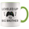 Personalized Gift for New Big Brother: Leveled Up To Big Brother Mug $14.99 | Green Drinkware
