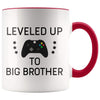 Personalized Gift for New Big Brother: Leveled Up To Big Brother Mug $14.99 | Red Drinkware