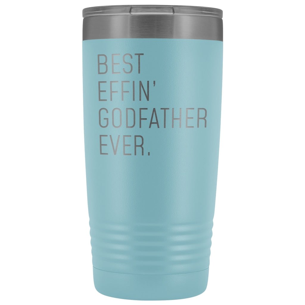Personalized Godfather Gift: Best Effin Godfather Ever. Insulated Tumbler 20oz $29.99 | Light Blue Tumblers