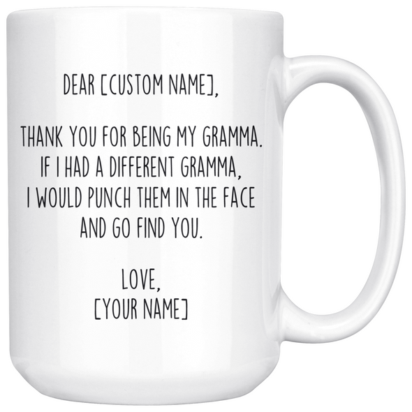 Personalized Gramma Gifts | Custom Name Mug | Funny Gifts for Gramma | Thank You For Being My Gramma Coffee Mug 11oz or 15oz $24.99 | 15oz