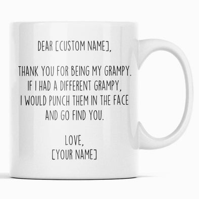 Personalized Grampy Gifts | Custom Name Mug | Funny Gifts for Grampy | Thank You For Being My Grampy Coffee Mug 11oz or 15oz $19.99 | 11oz