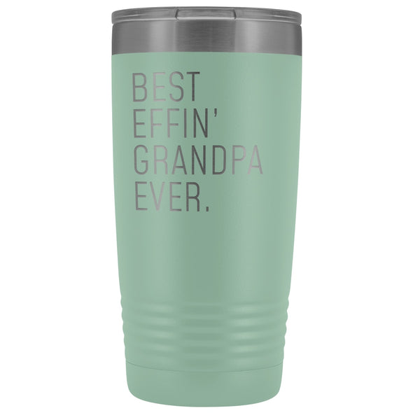 Personalized Grandpa Gift: Best Effin Grandpa Ever. Insulated Tumbler 20oz $29.99 | Teal Tumblers