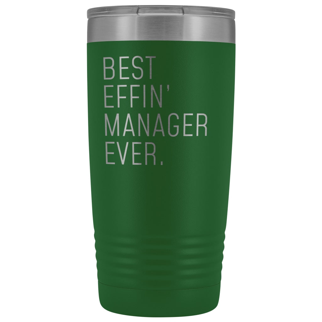 Personalized Manager Gift: Best Effin Manager Ever. Insulated Tumbler 20oz $29.99 | Green Tumblers