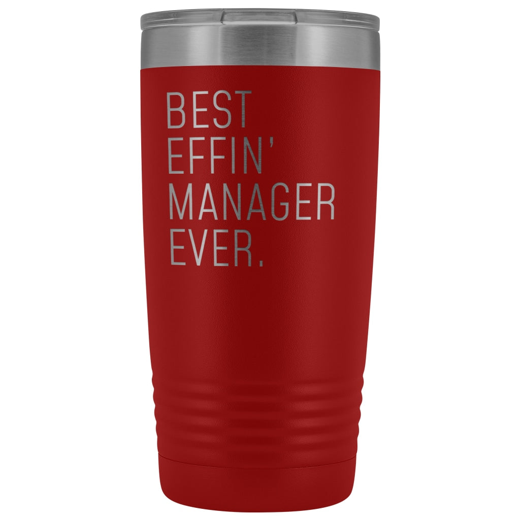 Personalized Manager Gift: Best Effin Manager Ever. Insulated Tumbler 20oz $29.99 | Red Tumblers