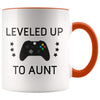 Personalized New Aunt Gift: Leveled Up To Aunt Coffee Mug $14.99 | Orange Drinkware