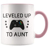 Personalized New Aunt Gift: Leveled Up To Aunt Coffee Mug $14.99 | Pink Drinkware