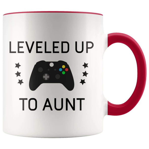Personalized New Aunt Gift: Leveled Up To Aunt Coffee Mug $14.99 | Red Drinkware