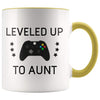 Personalized New Aunt Gift: Leveled Up To Aunt Coffee Mug $14.99 | Yellow Drinkware