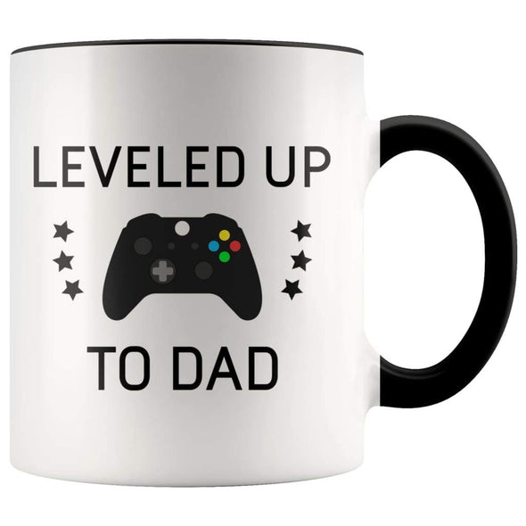 Personalized New Dad Gift: Leveled Up To Dad Coffee Mug $14.99 | Black Drinkware