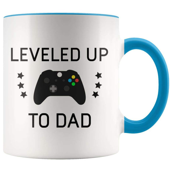 Personalized New Dad Gift: Leveled Up To Dad Coffee Mug $14.99 | Blue Drinkware