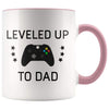 Personalized New Dad Gift: Leveled Up To Dad Coffee Mug $14.99 | Pink Drinkware