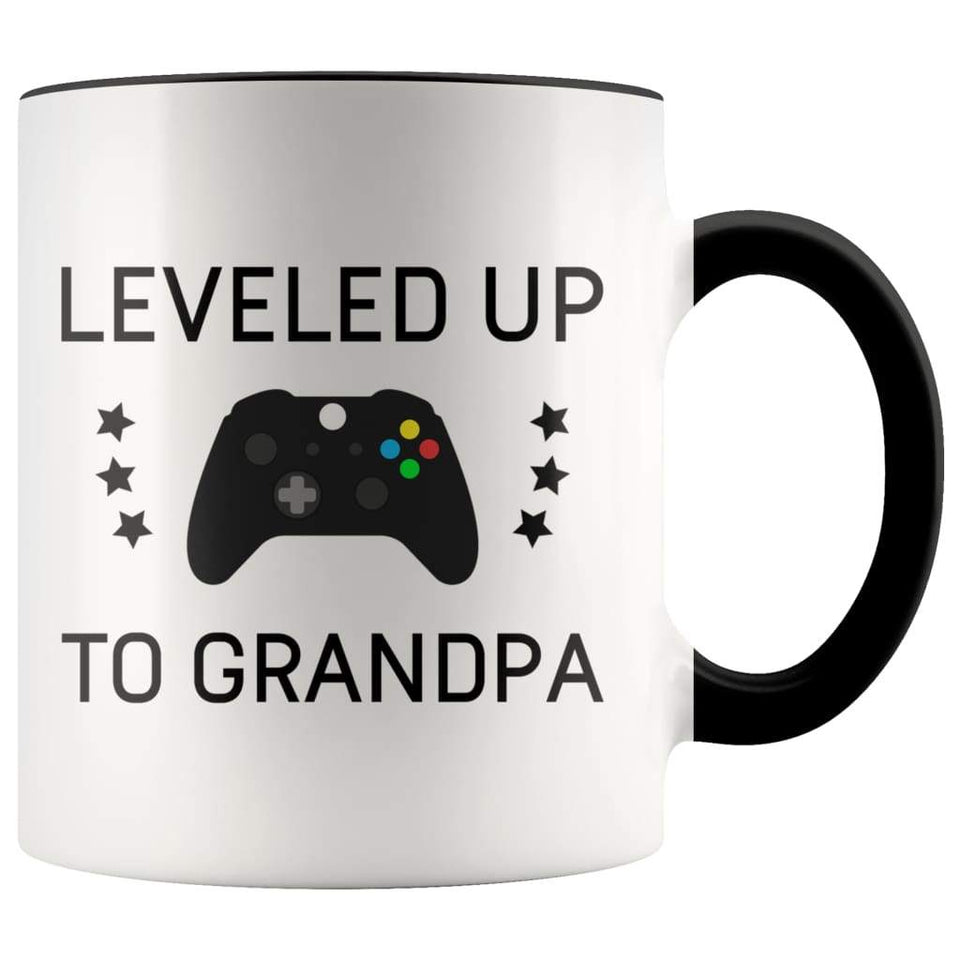 Personalized New Grandpa Gift: Leveled Up To Grandpa Coffee Mug