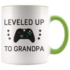 Personalized New Grandpa Gift: Leveled Up To Father Coffee Mug $14.99 | Green Drinkware