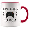 Personalized New Mom Gift: Leveled Up To Mom Coffee Mug $14.99 | Red Drinkware