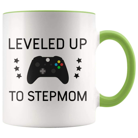 Personalized New Stepmom Gift: Leveled Up To Stepmom Coffee Mug $14.99 | Green Drinkware